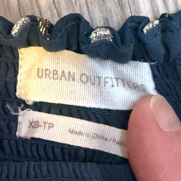 Urban Outfitters Smocked Y2K Crop Top Teal Celestial Print Puff Sleeve XS - Picture 3 of 8